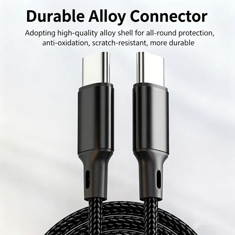 60W 3A High Speed Type C to Type C Charging Cable Nylon Braided USB-C Data Transfer Cord Multiple Lengths for Mobile Phone