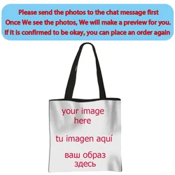 Customize Your Logo / Name / Image Handbag Women Shopping Bag Ladies Casual Totes Female Shoulder Bag for Travelling