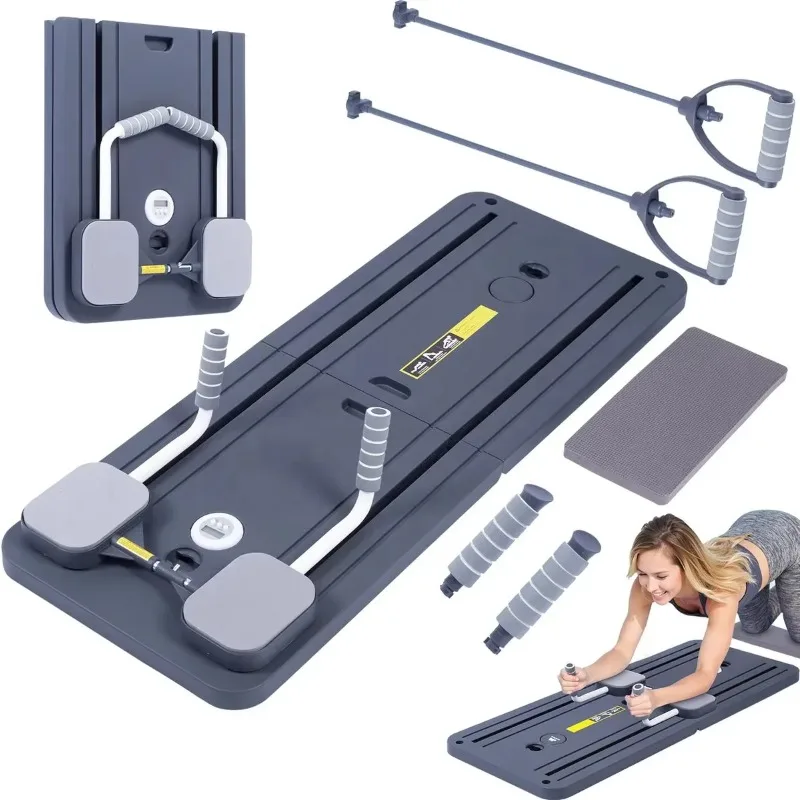 

Multifunctional Commercial Home Portable Set Fitness Roller Wheels Foldable Abdominal Core Trainer Reformer Pilates Board