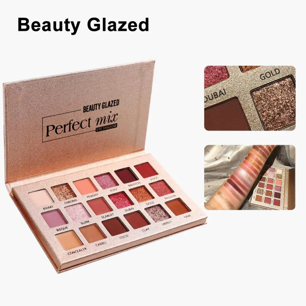 Beauty Glazed 18 สี Glitter Matte Eyeshadow Palette แต่งหน้า Glitter Pigment Smoky Eyeshadow Palette เครื่องสําอางกันน้ํา TSLM2