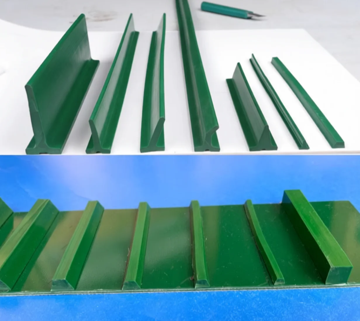 10meters 8*5mm/10*6mm Green Trapezoidal Conveyor Belt Guide Strip(guide strip base:8-10mm heigth:5-6mm)