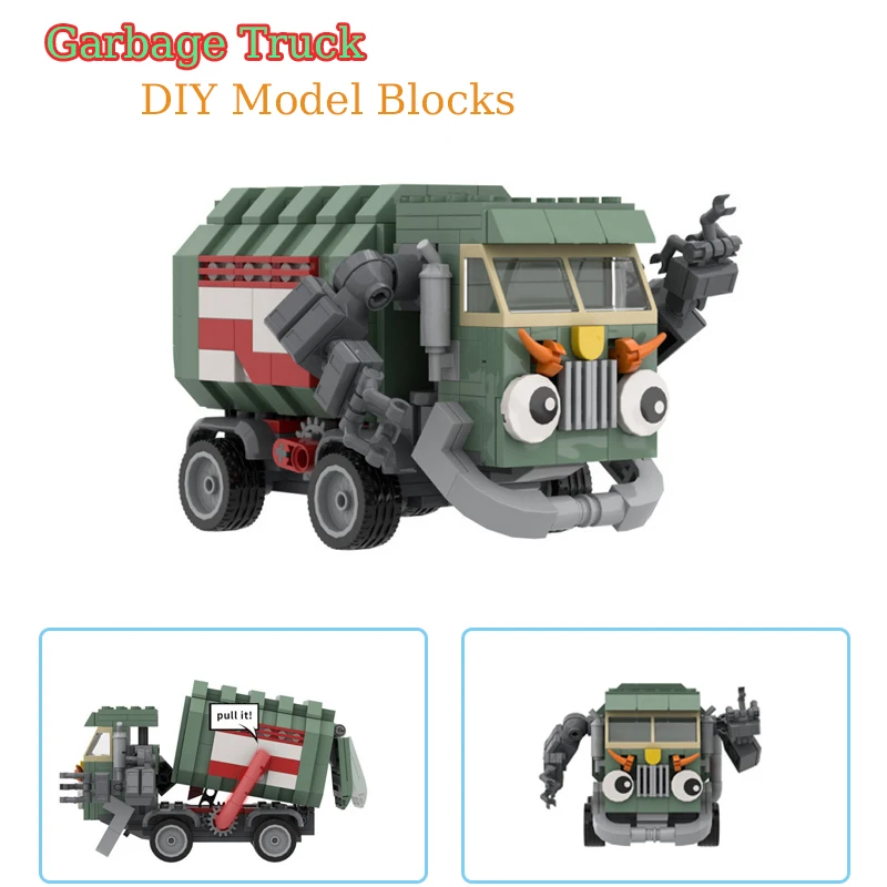 

Мультяшная модель мусоровоз, строительные блоки, креативная сборка автомобилей, детские игрушки, коллекционная машина, MOC, кирпичи, праздничные подарки для мальчиков
