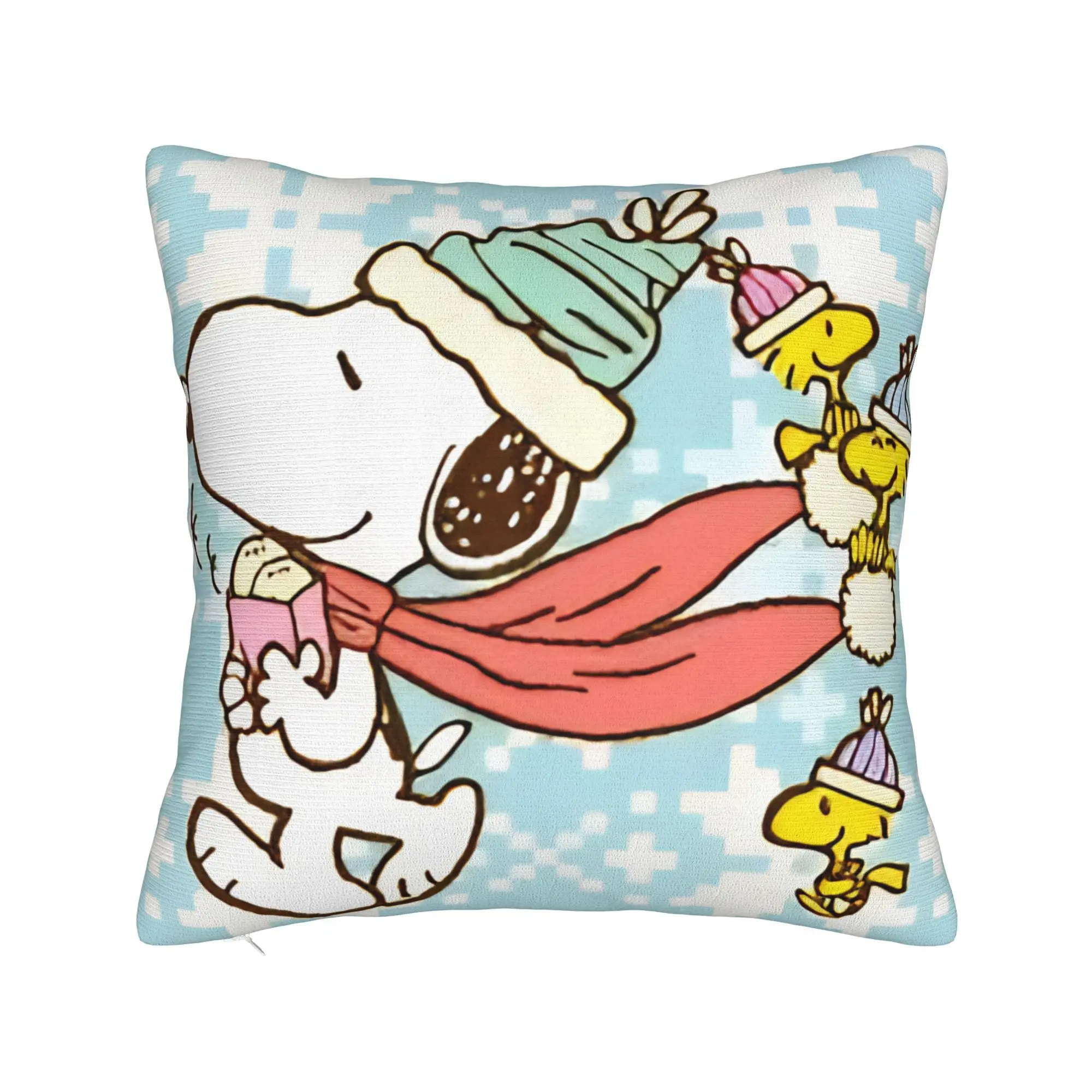 S-Snoopys Xmas Christmas Tree Square Pillow Cases  Cushion Covers Awesome Polyester Decor Pillowcase for Living Room 45x45cm