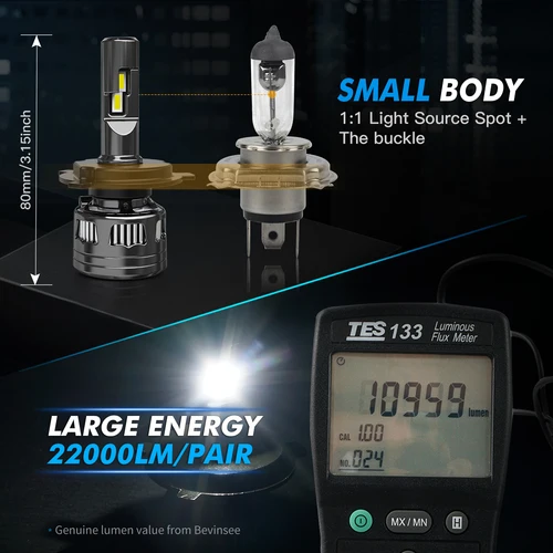 Imagen 2 del producto BEVINSEE H4 bombillas LED para faros de coche haz alto y bajo 120W 22000LM H7 H11 9006 HB4 H1 luces LED para Auto CANbus sin Error 6000K 12V