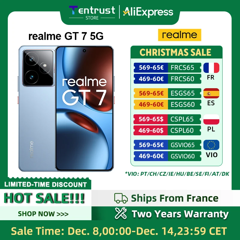 Version mondiale realme GT 7 5G AI Smartphone MTK Dimensity 9400e 6000nits Pro-Esports Display 7000 mAh Battery 120W Ultra Charge Version mondiale realme GT 7 5G AI Smartphone MTK Dimensity 9400e 6000nits Pro-Esports Display 7000 mAh Battery 120W Ultra Charge