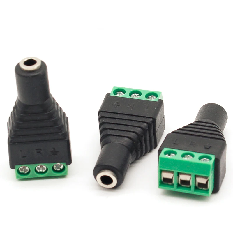 3pcs Connector Jack 3.5mm Video AV Balun 3.5mm stereo female to AV Screw Terminal Stereo jack 3.5 mm female 3 pin Terminal Block