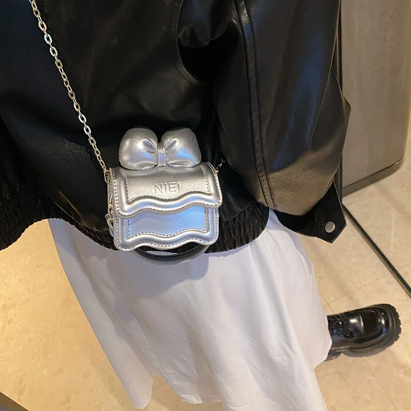 لطيف القوس سلسلة حقيبة كروسبودي الكورية محفظة كتف صغيرة للفتيات الاطفال الأم ابنة مطابقة حقيبة الموضة