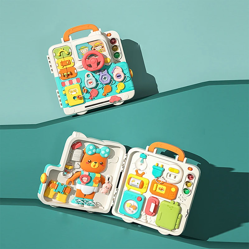 Baby Sensory Busy Board Montessori Toys Music Lights Switch Multifunction Travel Play Early Educational Activities Toy for Kids