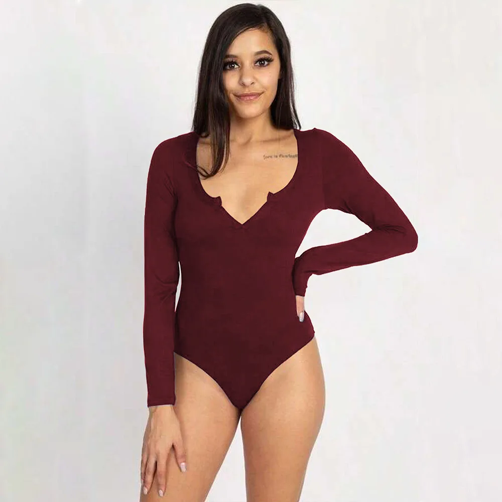 Women Autumn Winter Simple Office Style Bodysuit Tummy Control Comfortable Base Layer Top