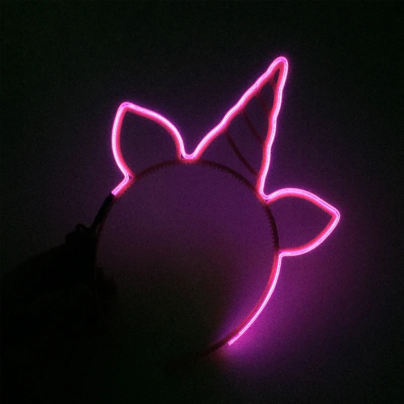 Luminous LED Birthday Glowing Unicorn Girl Hairband Light Up Cat Ear Headwear Flashing Crown Headband Bar Festival Party