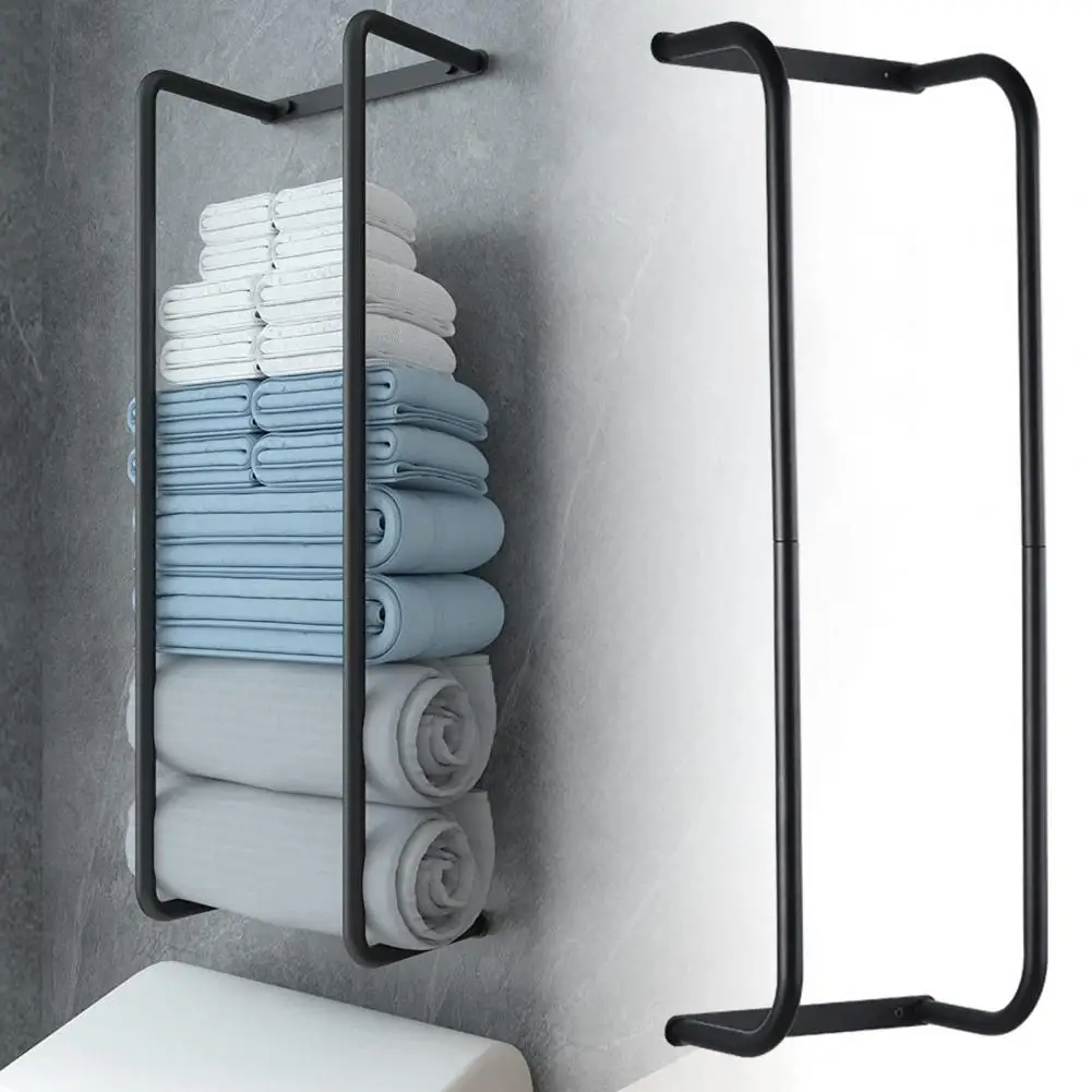 Rust-proof Towel Rack Bathroom Towel Storage Holder Space-saving Stainless Steel Towel Rack Modern Wall Mount Organizer for Bath