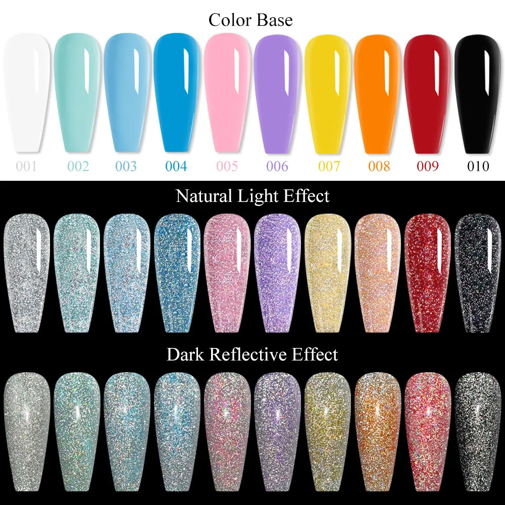 MIZHSE-Gel Reflexivo Top Coat, Esmalte, Glitter, Semi Permanente, Verniz, Hybird, Nail Art, Manicure, 7ml