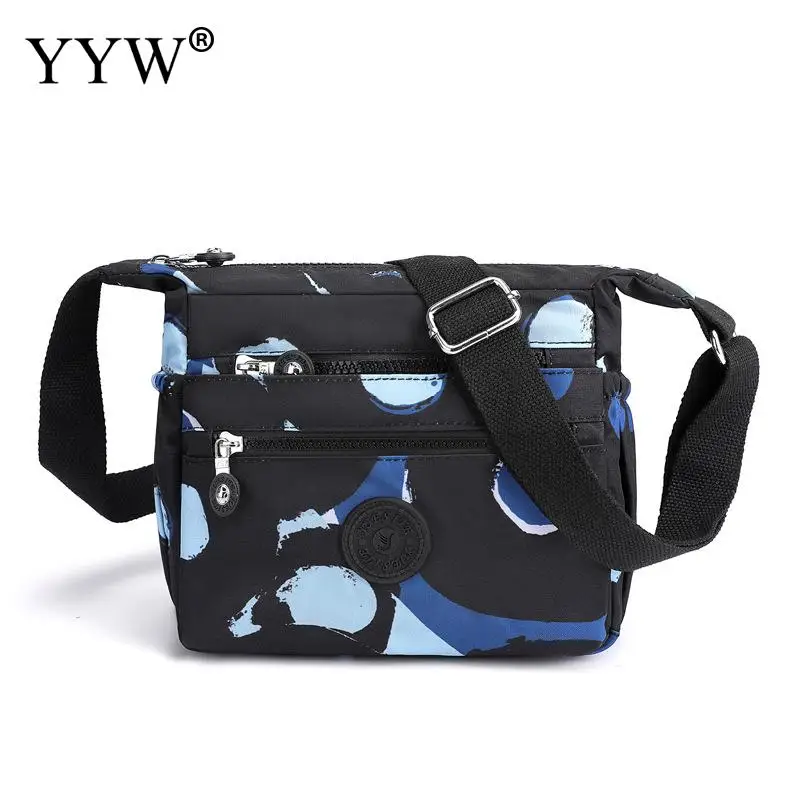 Nylon Crossbody Bag Womens Casual Floral Multi Pockets Zipped Messenger Bag With Adjustable Shoulder Strap Handbags Bags