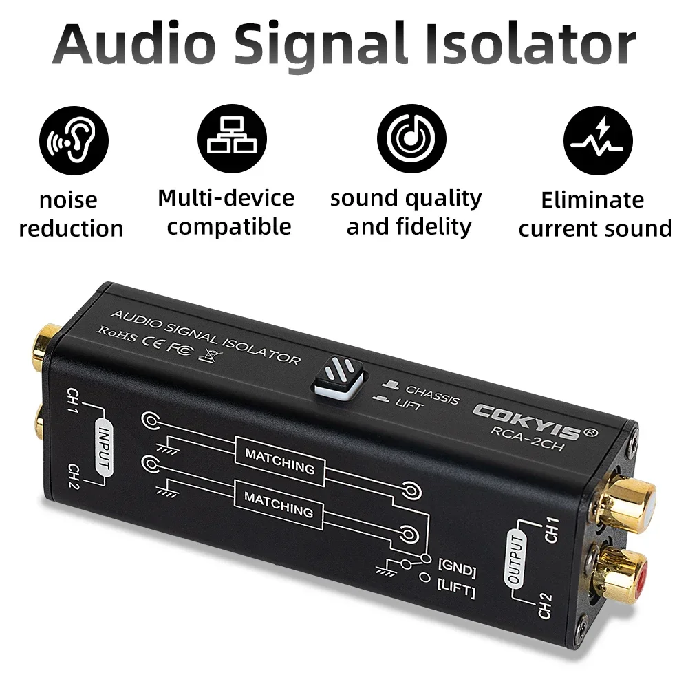 1 PCS Hifi Audio Isolator Ground Loop Isolator Noise Filter RCA Noise Isolator Signal Reducer sound mixer  dj equipment