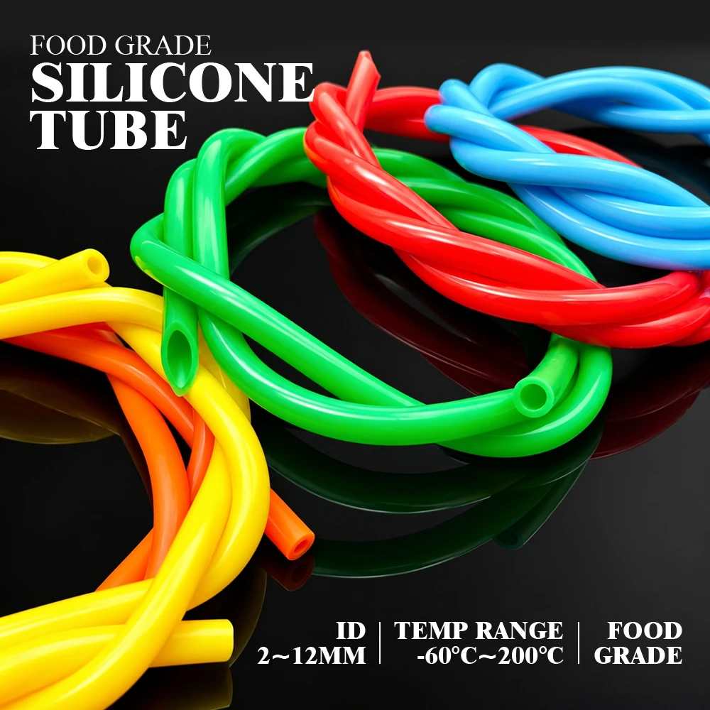 color Food Grade Silicone Tube ID 2/3/4/5/6/8/10/12mm Soft and bendable silicone hose for water beverage delivery
