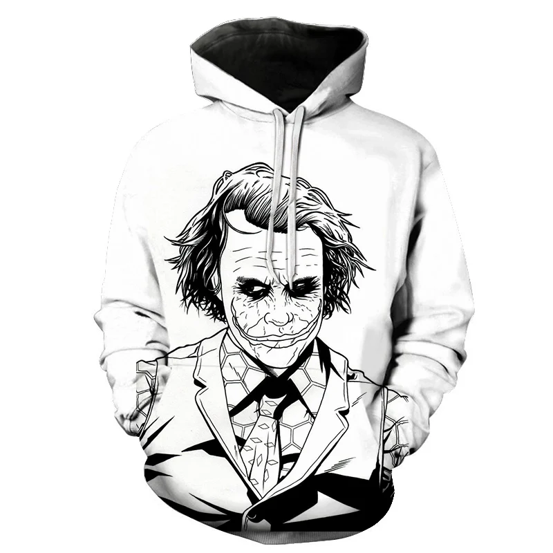 Trendy Clown Print Hoodie Men's Long sleeve Autumn Pullover Fun  Adult Hoodie Fashion Trend Hip hop Jacket With Hood Street Wear