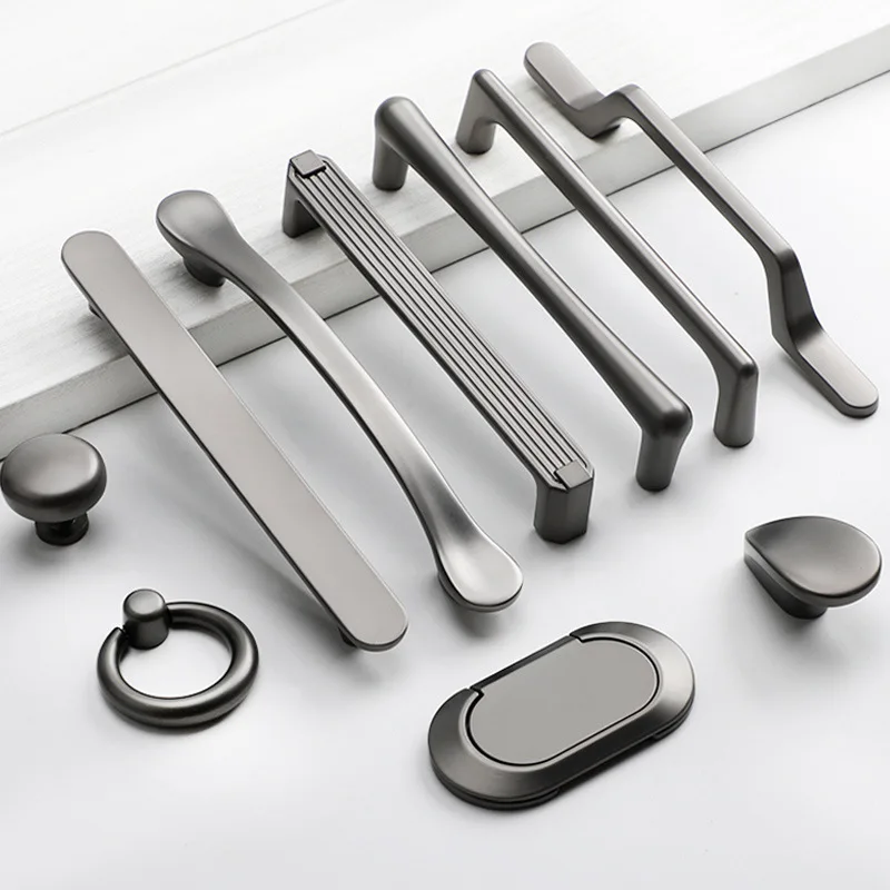 Luxury Gray Thickened Cabinet Wardrobe Door Handle Drawer Round Knob Furniture Ring Small Handle Home Decoration Hardware