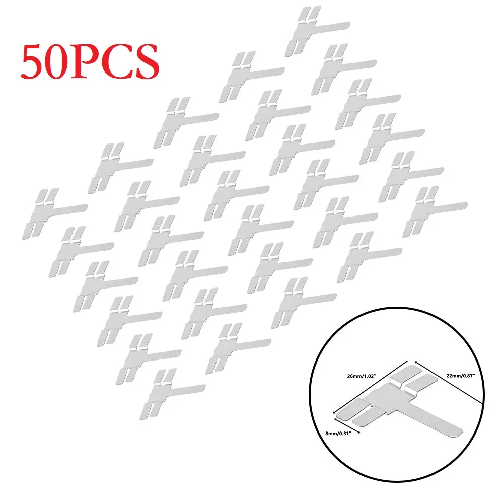 50pcs T Type Nickel Plated Steel Strap Strip Sheets For Nickel-hydrogen Lithium Laptop Battery Pack Spot Welder Equipment