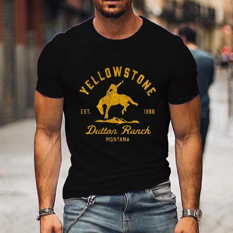 

Men's and Women's New Fashion Yellowstone Dutton Ranch Printed T-shirt Classic Pattern Summer Cool Short-sleeved Shirt T-shirt