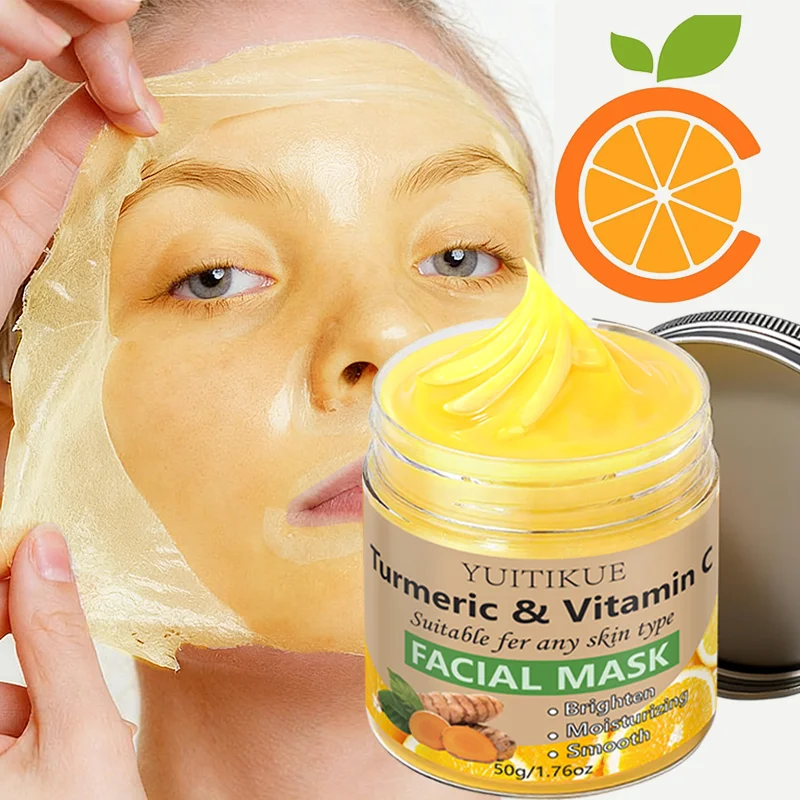 YUITIKUE Máscara Facial de Cúrcuma &amp; Vitamina C - Clareia, Hidrata e Suaviza TODOS os Tipos de Pele