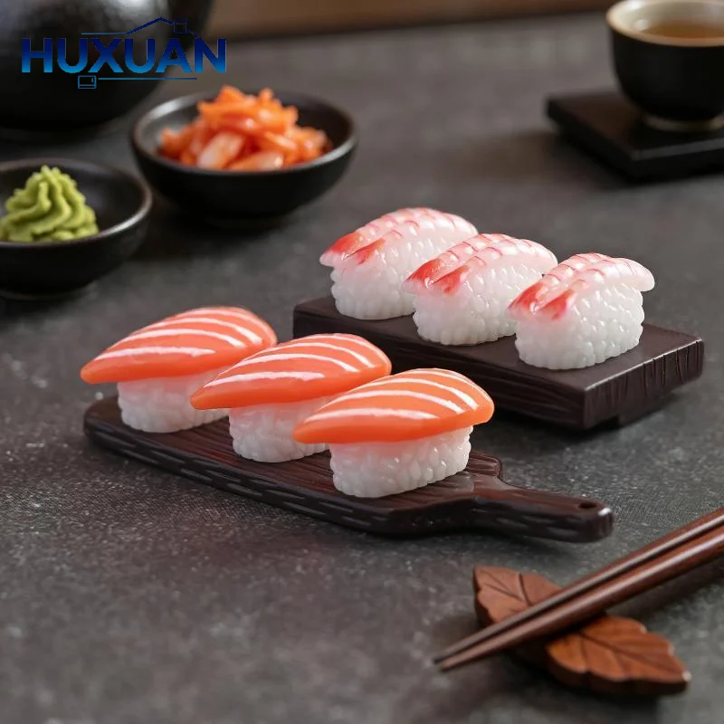 10Pcs Realistic Mini Japanese Sushi Toys Salmon Roe Sweet Shrimp Design for DIY Dollhouse Decor Photography Props