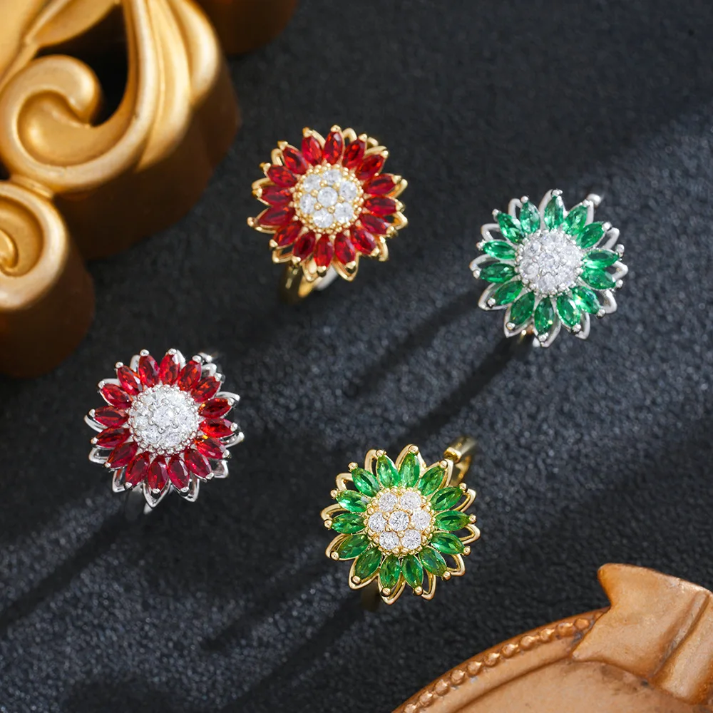 2026 New Time Comes, Rotating Ring, Zircon Sunflower Rotating, Niche Personality, Decompression, Opening Accessories
