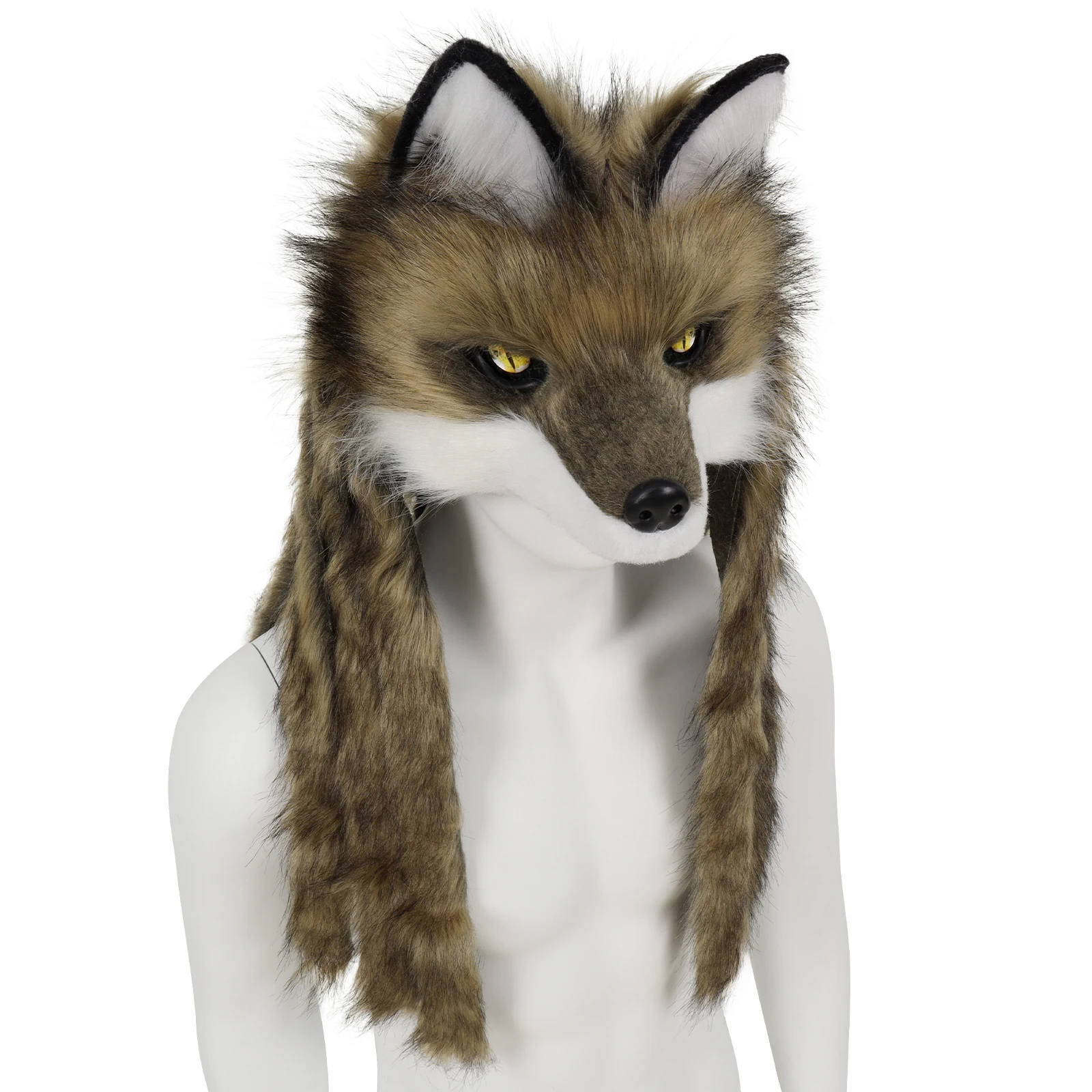 

Маска из искусственного меха с изображением волка и лисы, плюшевые аксессуары для костюмов для Хэллоуина, косплея, вечеринки