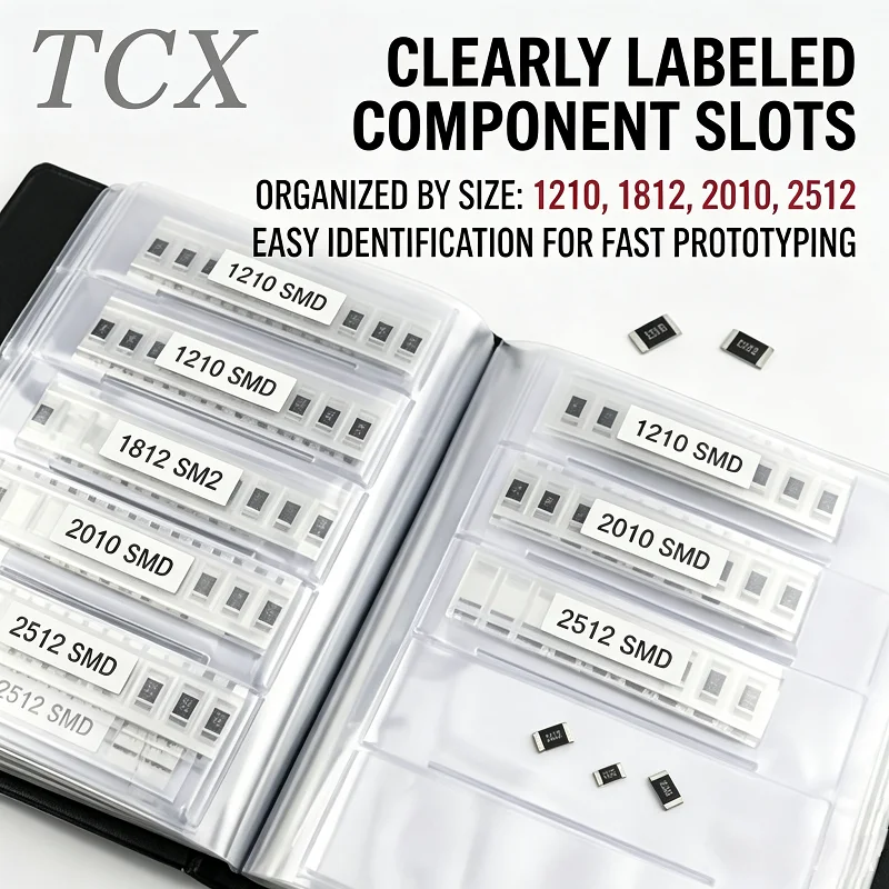TCX Professional Resistance Sample Book 1210/1812/2010/2512 SMD Resistors 5% Tolerance High-Reliability Kit for BOM Sourcing