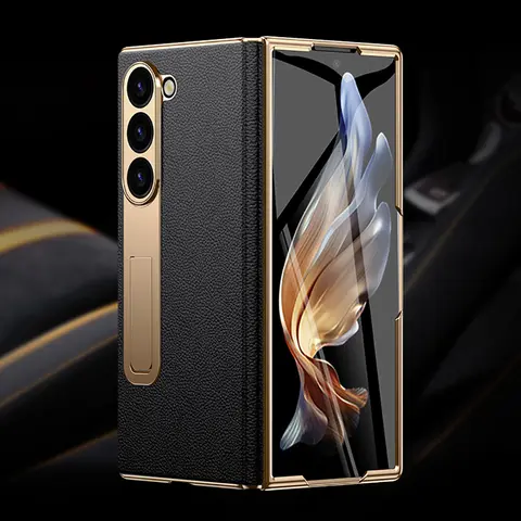 LANGSIDI Brand Luxury Genuine Leather Shockproof Case for Samsung Galaxy Z Fold 3 4 5 6 7 Magnetic Hinge Protective Stand Cover