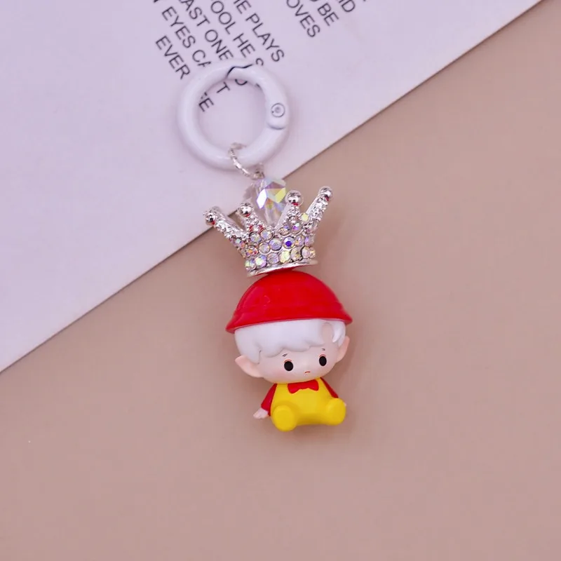 Bubble Cute Lying Sitting Doll Phone Charm High-end Luxury Keychain Pendant DIY Handmade Crown Phone Case Decoration Accessories