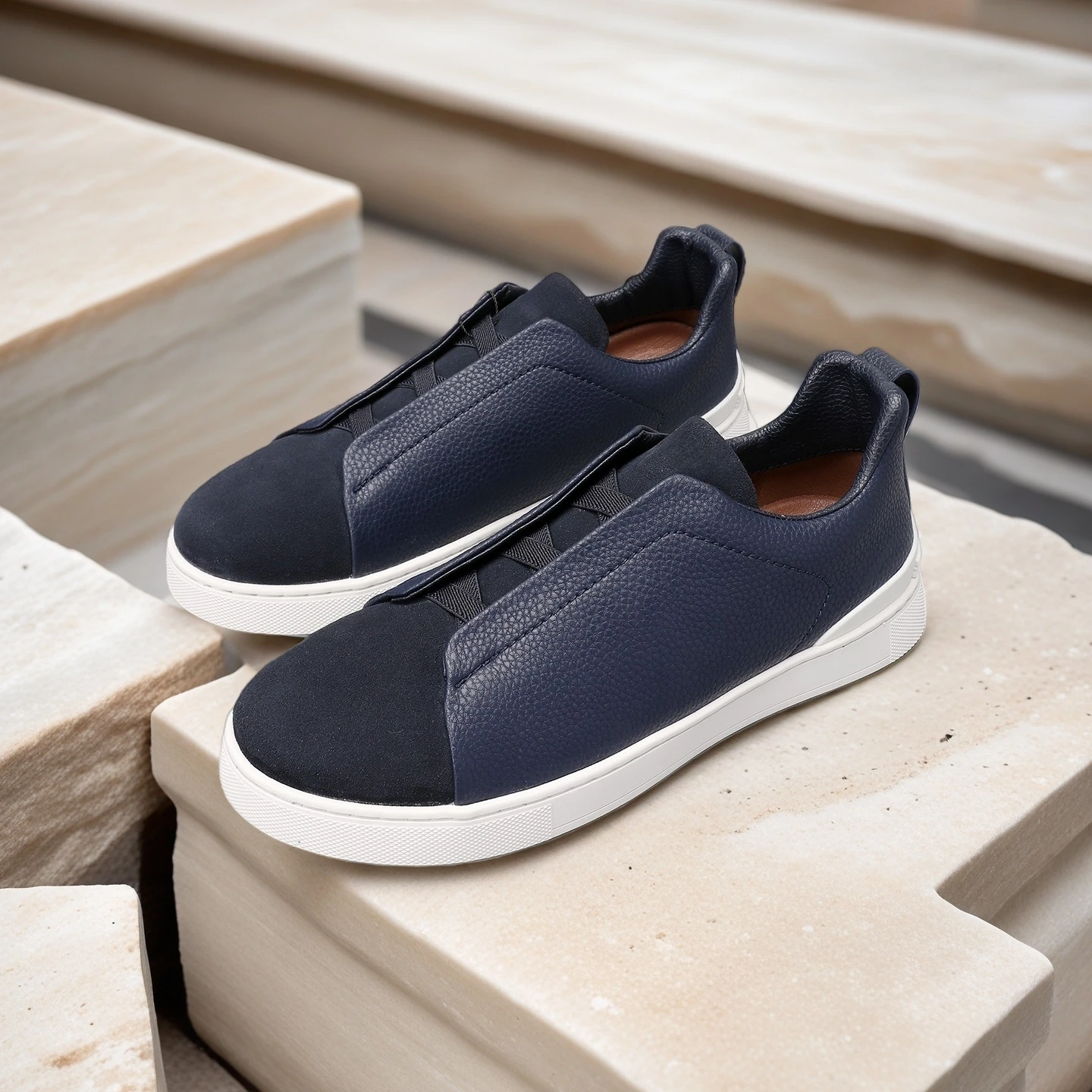 Handmade Casual Sneakers Luxury Brand Men's Shoes Limegrain Suede Breathable Non-Slip Business Slip-on Sports Shoes Holiday Gift