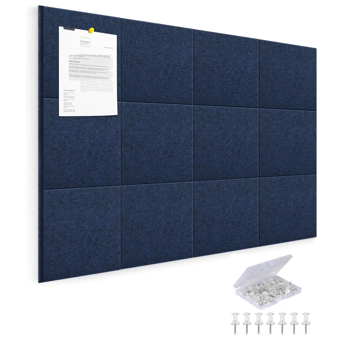 6PCS Black Large Felt Wall Tiles Cork Bulletin Pin Board Acoustic Note Wall Panel For Home Living Room Wall Decoration Corkboard