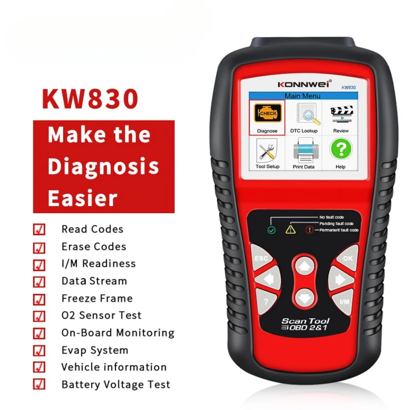 

Kw830OBD2AutomobileDiagnosisEquipmentScannerCanDetectBatteryAl519Nt301