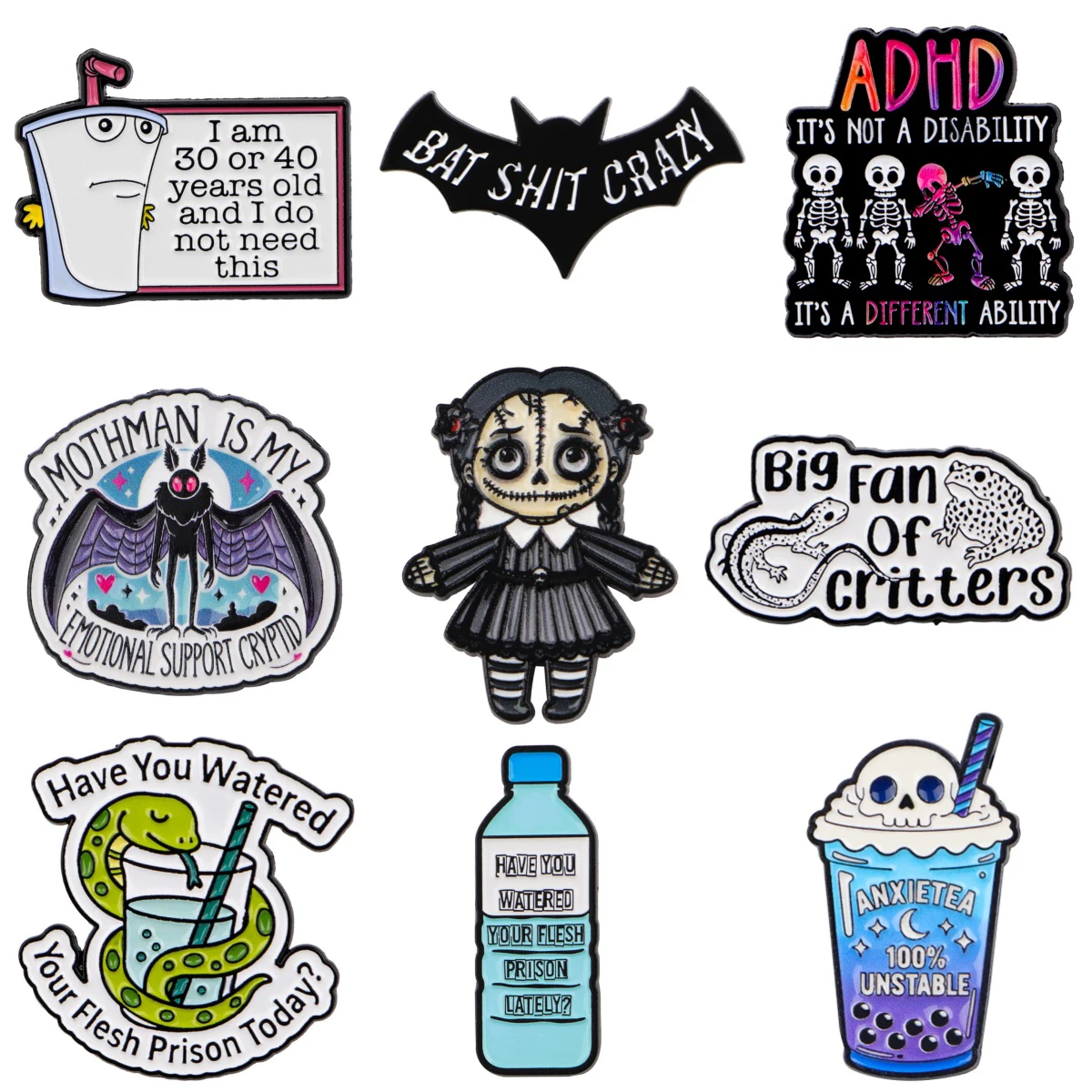 HAVE YOU WATERED Zitate Broschen für Frauen Halloween Totenkopf Emaille Pin Metall Abzeichen Schmuck Kleidung Rucksack Zubehör Geschenk