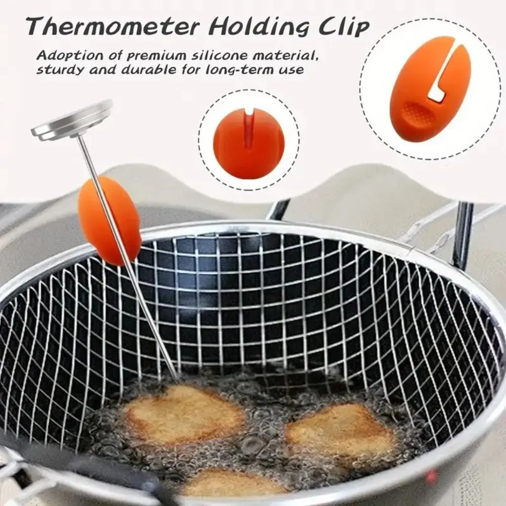 Food Grade Silicone Thermometer Probe Clip Anti Scald Feature Pot Edge Clamp Pot Side Bracket High Temp Resist