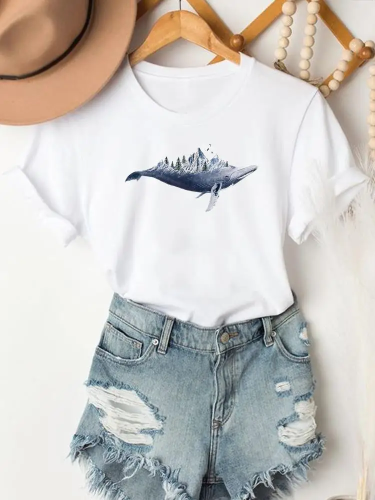 Mountain Animal Trend Cute Women Clothes T Female Casual Clothing Summer Fashion Printed Short Sleeve Tee Graphic T-shirts