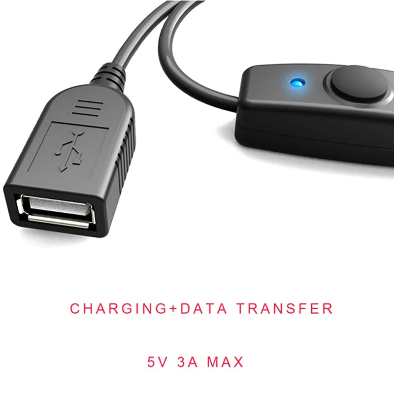 Data Sync USB 2.0 Extender Cord USB-Verlängerungskabel mit EIN/AUS-Schalter, LED-Anzeige für PC, Laptop, USB-Lüfter, LED-Lampe
