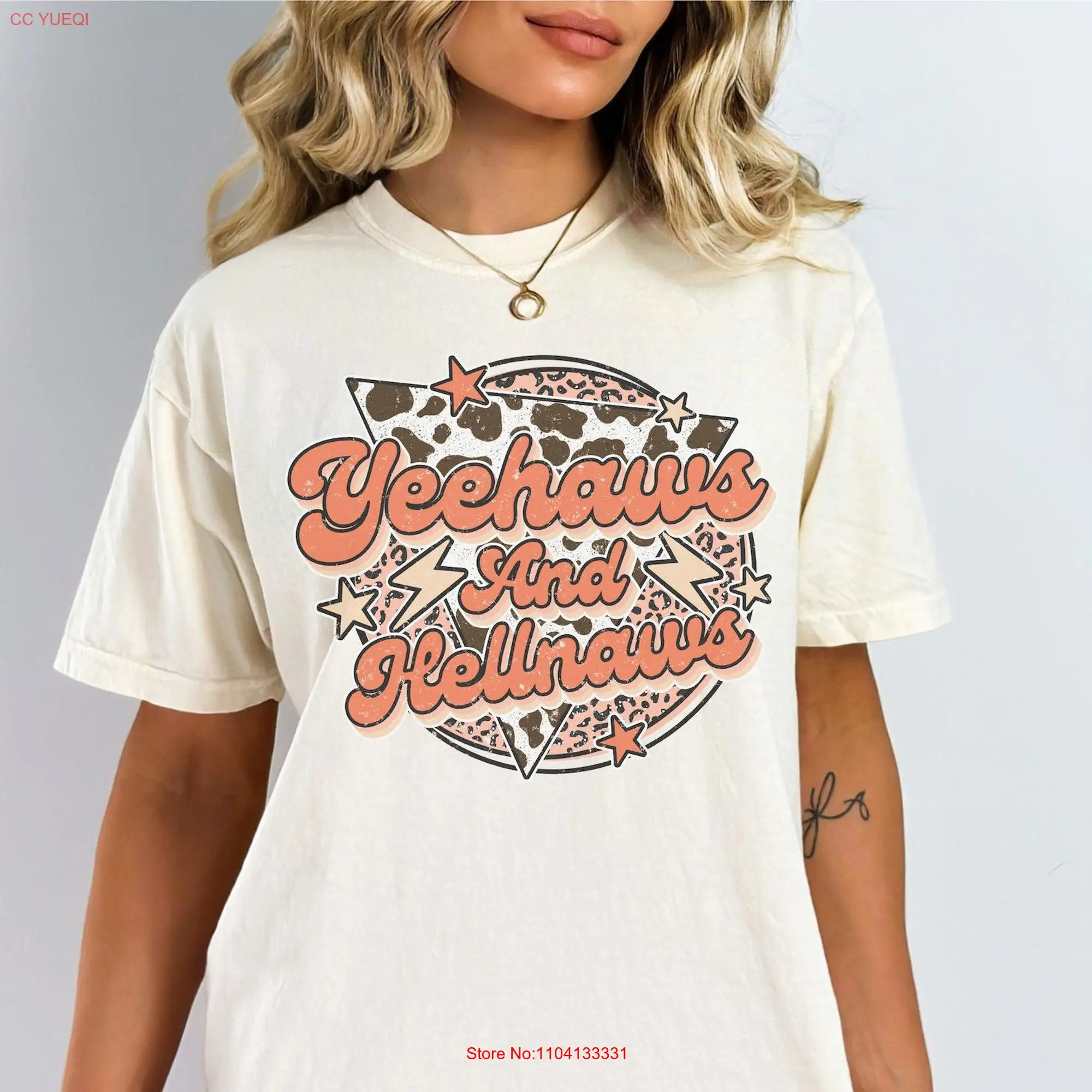 Yeehaws And Hellnaws Comfort Color Retro Vintage Vibe T Shirt long or short sleeves