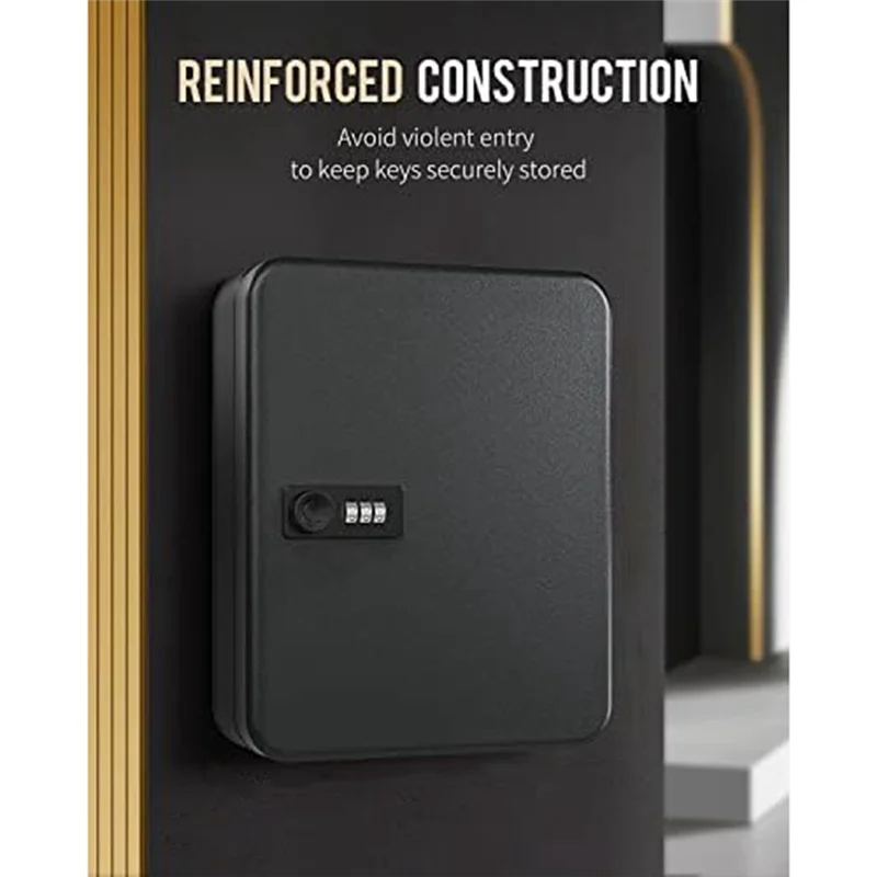 

N84R Black Key Cabinet With Combination Lock Wall-Mounted Key Storage Box With Resettable Combination Black Digital Security Box