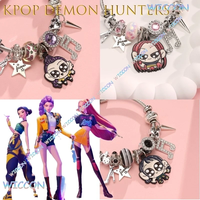 

Uniform@KPopDem On Hunters Bracelet Women Rumi Mira Diamond Pendant Open Stainless Steel Bangle Halloween Christmas Costume Cosp