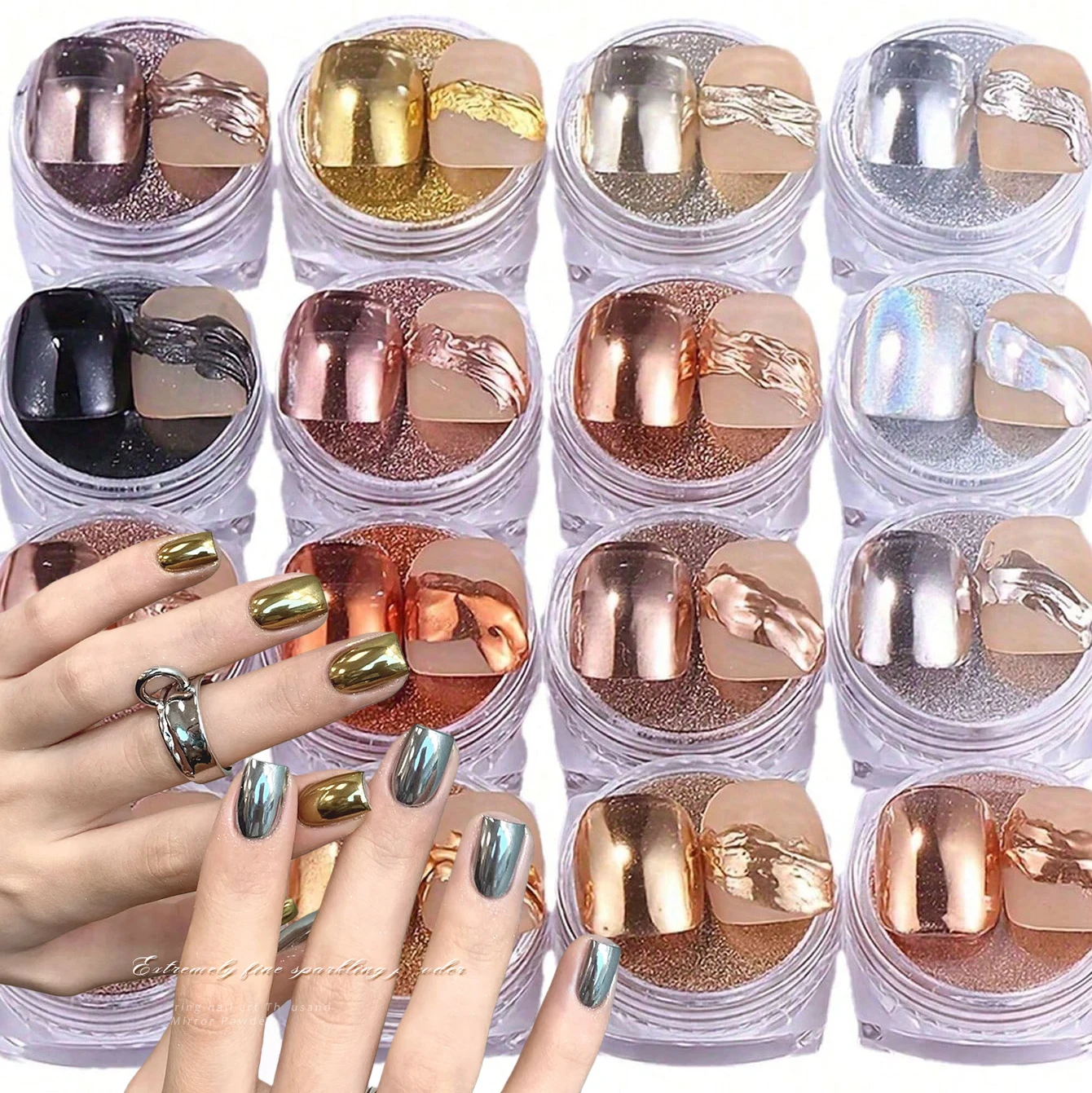 

1Set Nail Glitter Magic Powder Decoration For Nails Manicure Chrome Powder Mirror Shell Effect Nails Tips Art Supplies Pigment