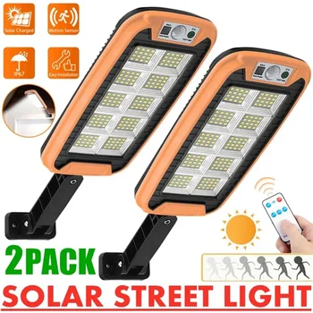 Solar street lights outdoor, solar lamp with 3 light modes remote control waterproof motion sensor lighting for garden patio path