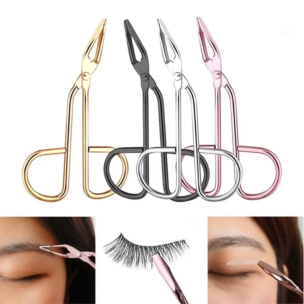 Stainless Steel Eyebrow Tweezer Hairgripping With Handles Hair Plucker Clip Mechanism Elbow Eyebrow Curler Epilating Tool