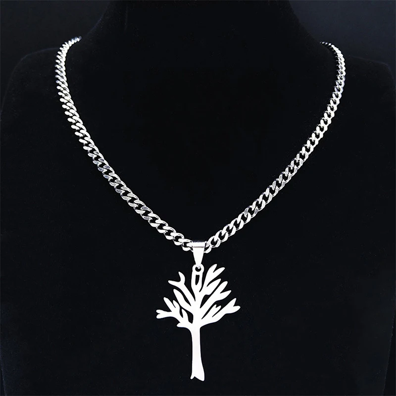 Stainless Steel Tree Of Life Pendant Necklace Trendy Hip-hop Style Personality High-End Clavicle Chain For Unisex Jewelry Gift