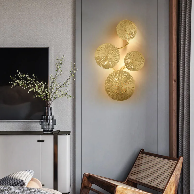 Nordic Modern Minimalist Hardware Lotus Leaf Wall Lamp Bedroom Living Room Study Lighting