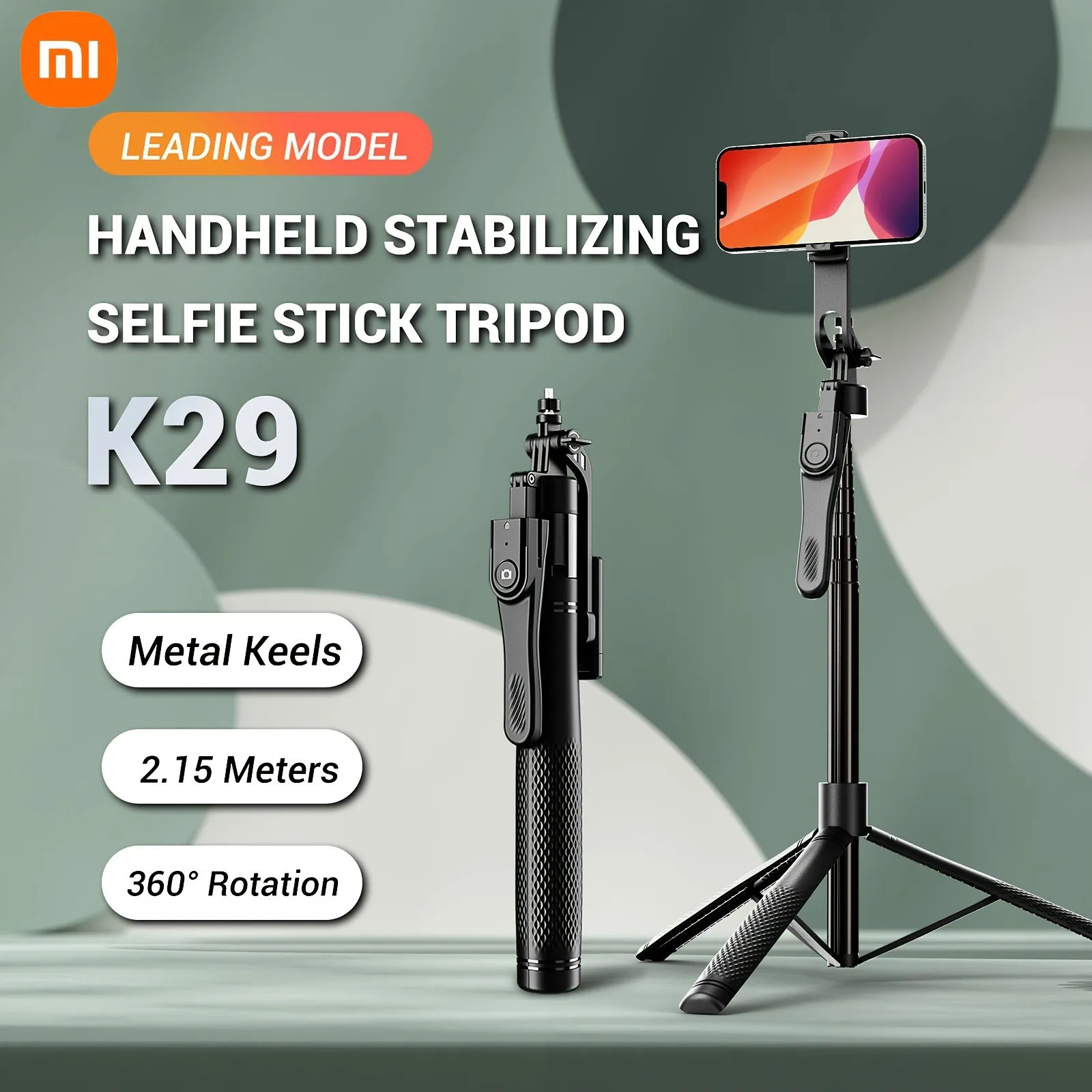 

Xiaomi 2.15m Untra Long Selfie Stick Tripod K29 360-Degree All-in-one Retractable Aluminum Phone Holder for Vlog/Selfie/Video