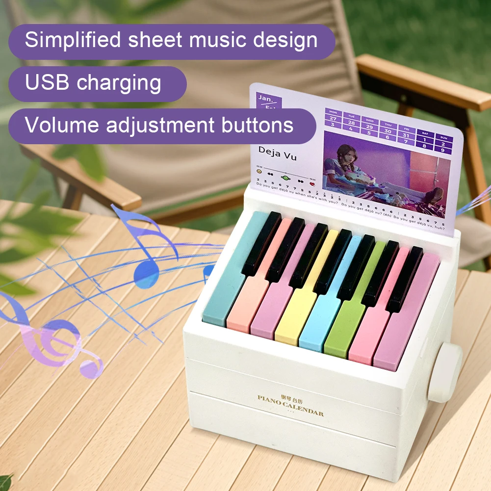 Singer Piano Calendar 2025 Music Sheets Toy Desktop Peripheral Ornaments with 27 Music Calendar Cards 26 Songs Gift for Fans