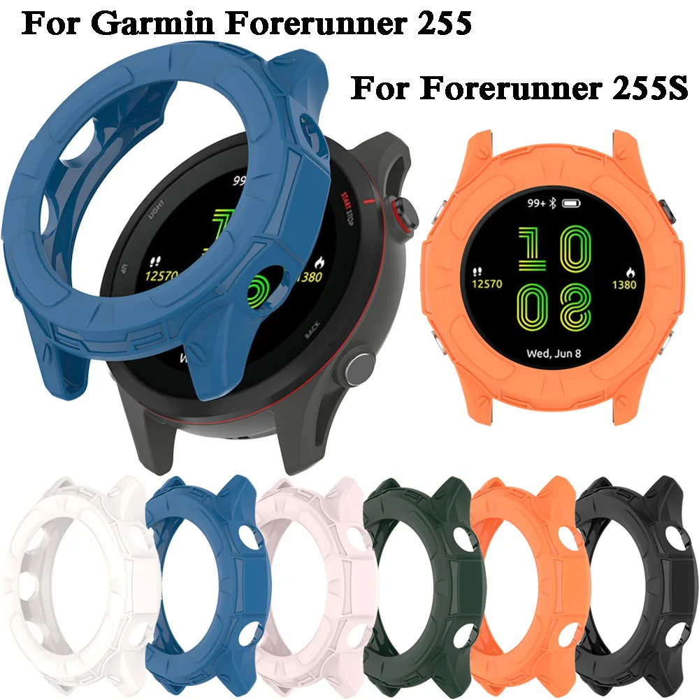 حافظة حماية من السيليكون BEHUA لـ Garmin Forerunner 255 SmartWatch حامي غطاء إطاري واقي TPU لحالات Forerunner 255 S