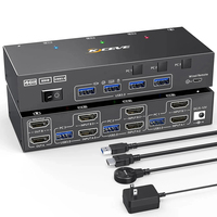 Dual Monitor KVM Switch USB 3.0 HDMI-Compatible KVM Switch 2 Monitors 3 Computer EDID Emulator 4K@60Hz 2K@144Hz USB Hub Splitter