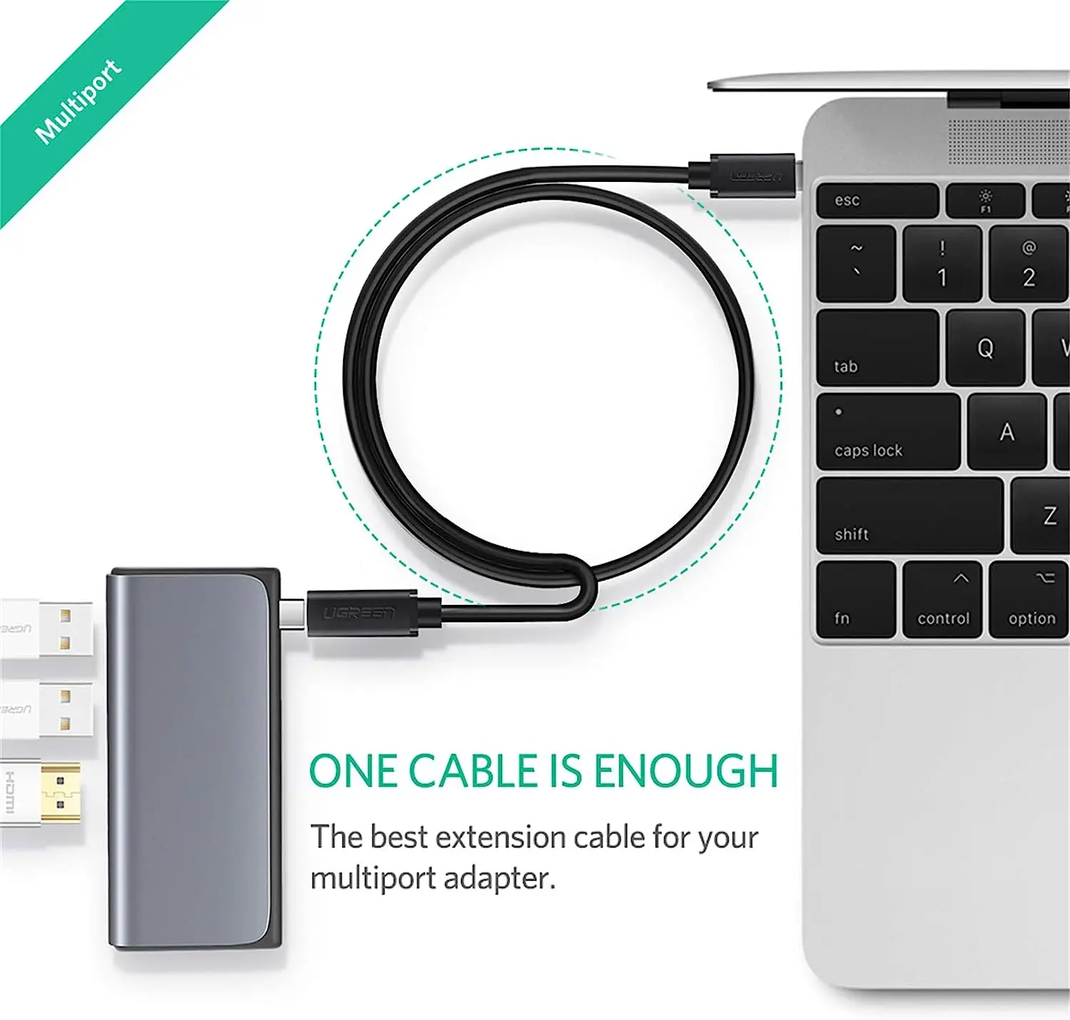 UGREEN USB 3.2 GEN2 Type C Extension Cable 10Gbps High-speed Data Transmission Type C Male to Female 100W Fast Charging Cable